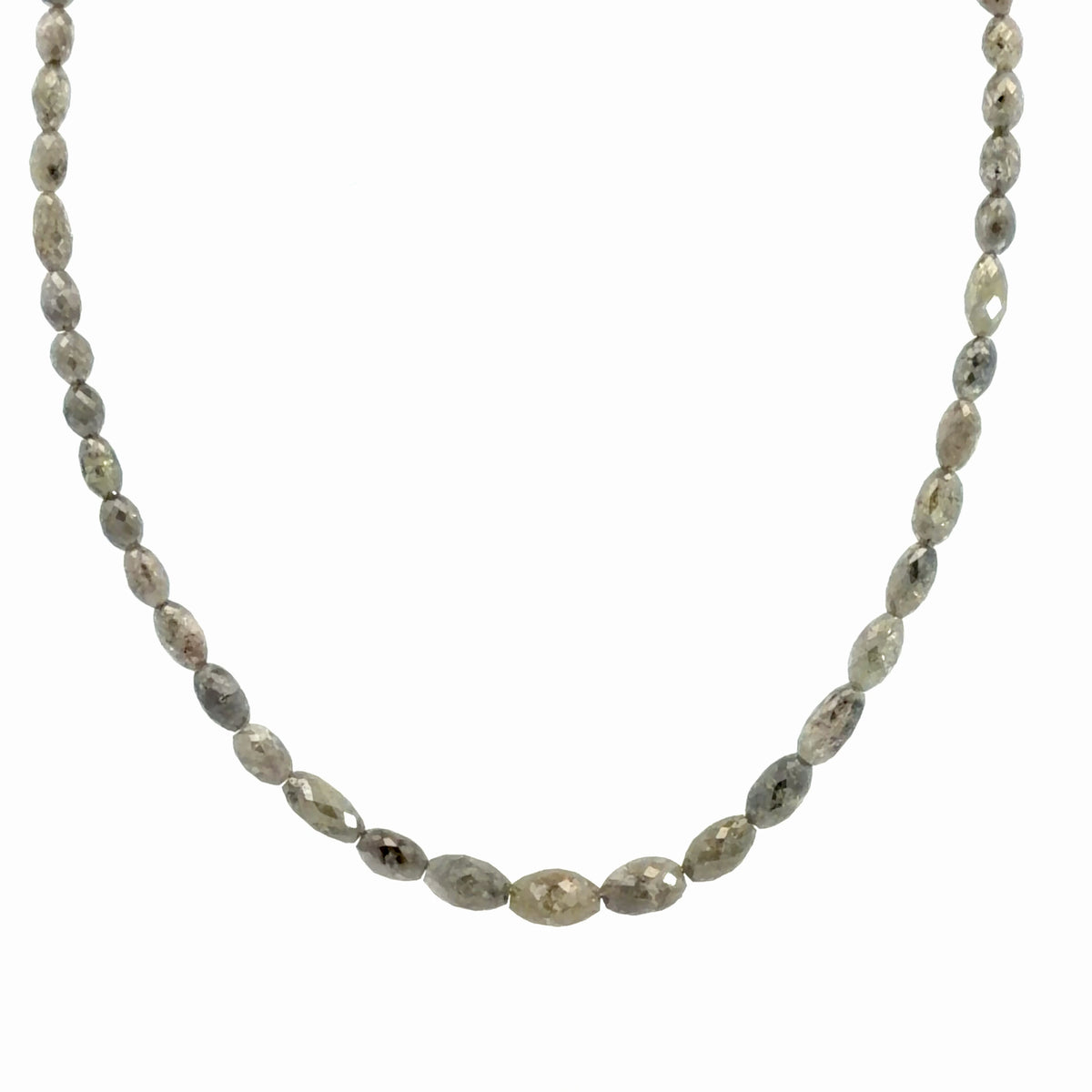 14K Yellow Gold 38.00ctw Gunmetal Gray Natural Diamond Bead Necklace w/ 2" Extension Chain