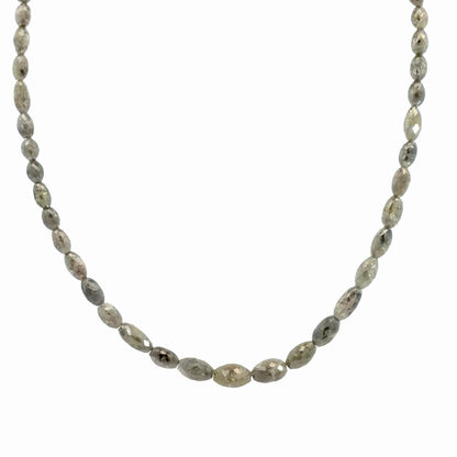 14K Yellow Gold 38.00ctw Gunmetal Gray Natural Diamond Bead Necklace w/ 2" Extension Chain