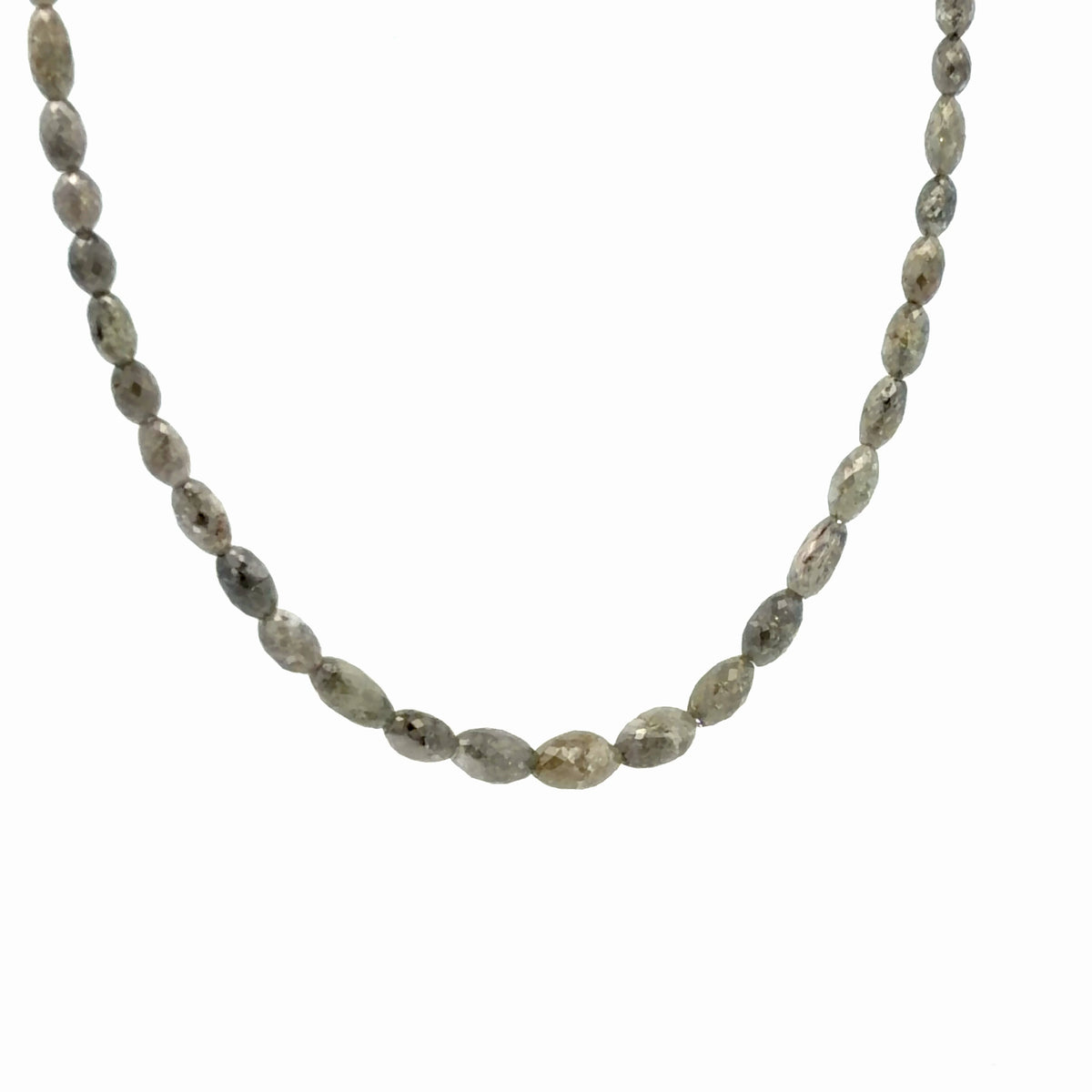 14K Yellow Gold 38.00ctw Gunmetal Gray Natural Diamond Bead Necklace w/ 2" Extension Chain