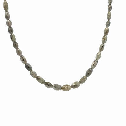 14K Yellow Gold 38.00ctw Gunmetal Gray Natural Diamond Bead Necklace w/ 2" Extension Chain
