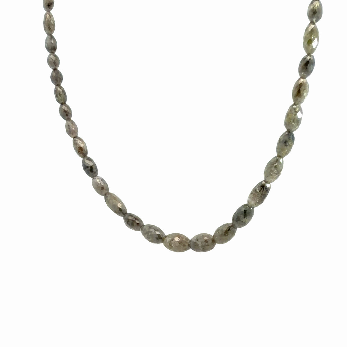 14K Yellow Gold 38.00ctw Gunmetal Gray Natural Diamond Bead Necklace w/ 2" Extension Chain