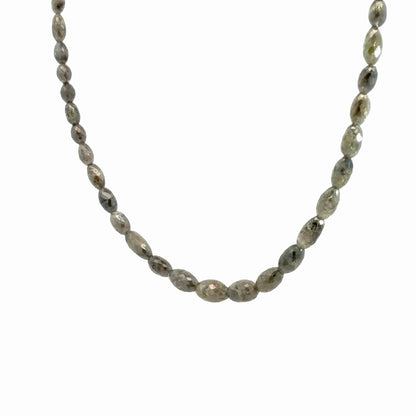 14K Yellow Gold 38.00ctw Gunmetal Gray Natural Diamond Bead Necklace w/ 2" Extension Chain