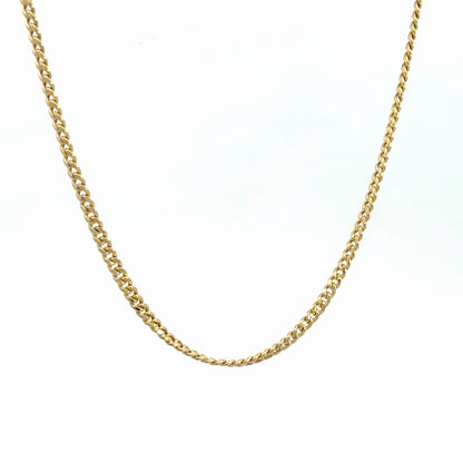14K Yellow Gold Cuban Link Chain, 2mm Wide, 21in Dainty Minimalist Necklace