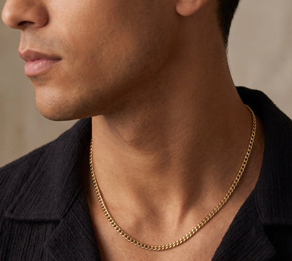 14K Yellow Gold Cuban Link Chain, 2mm Wide, 21in Dainty Minimalist Necklace