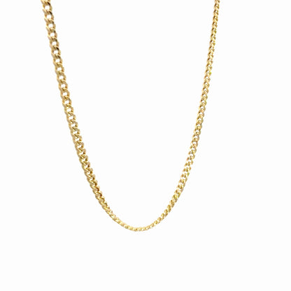 14K Yellow Gold Cuban Link Chain, 2mm Wide, 21in Dainty Minimalist Necklace