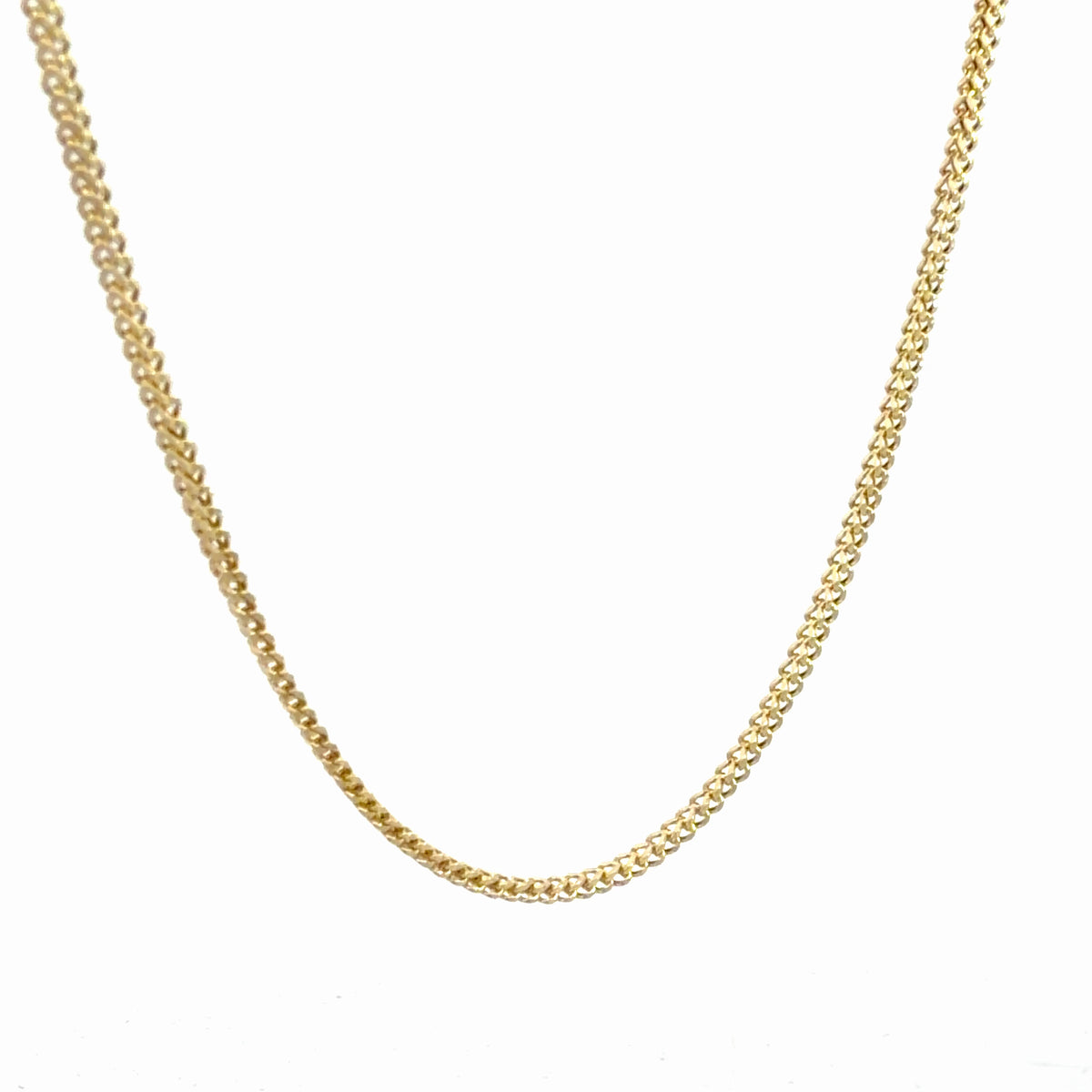 14K Yellow Gold Franco Chain, 1.6mm Wide, 19in Long Classic Dainty Necklace