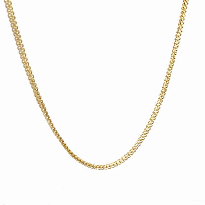 14K Yellow Gold Franco Chain, 1.6mm Wide, 19in Long Classic Dainty Necklace