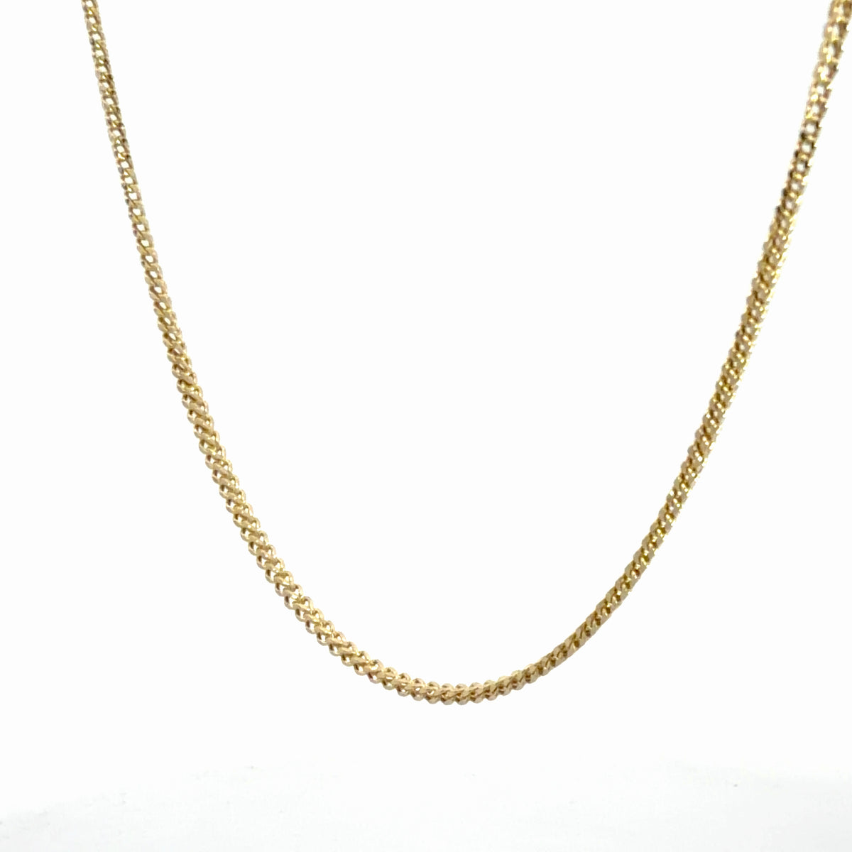 14K Yellow Gold Franco Chain, 1.6mm Wide, 19in Long Classic Dainty Necklace