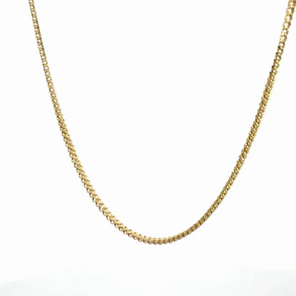 14K Yellow Gold Franco Chain, 1.6mm Wide, 19in Long Classic Dainty Necklace
