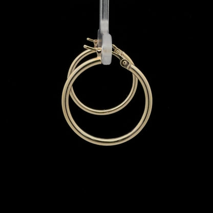 14K Yellow Gold Hoop Earrings, Simple 1 Inch Diameter Dainty Classic Hoops