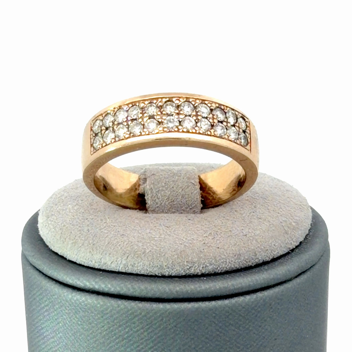 14K Yellow Gold Lab Grown Diamond Band 0.66 CTW Pave Set Round Diamonds