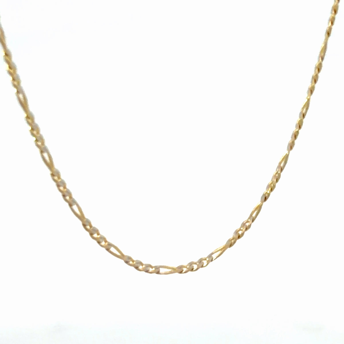 14K White-and-Yellow Gold Figaro Chain, 20 Inch Length Two-Tone Necklace