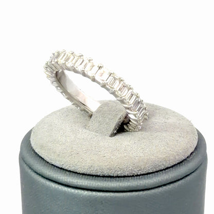14K White Gold Diamond Eternity Band 3.00 CTW Emerald-Cut Diamonds Size 7.5