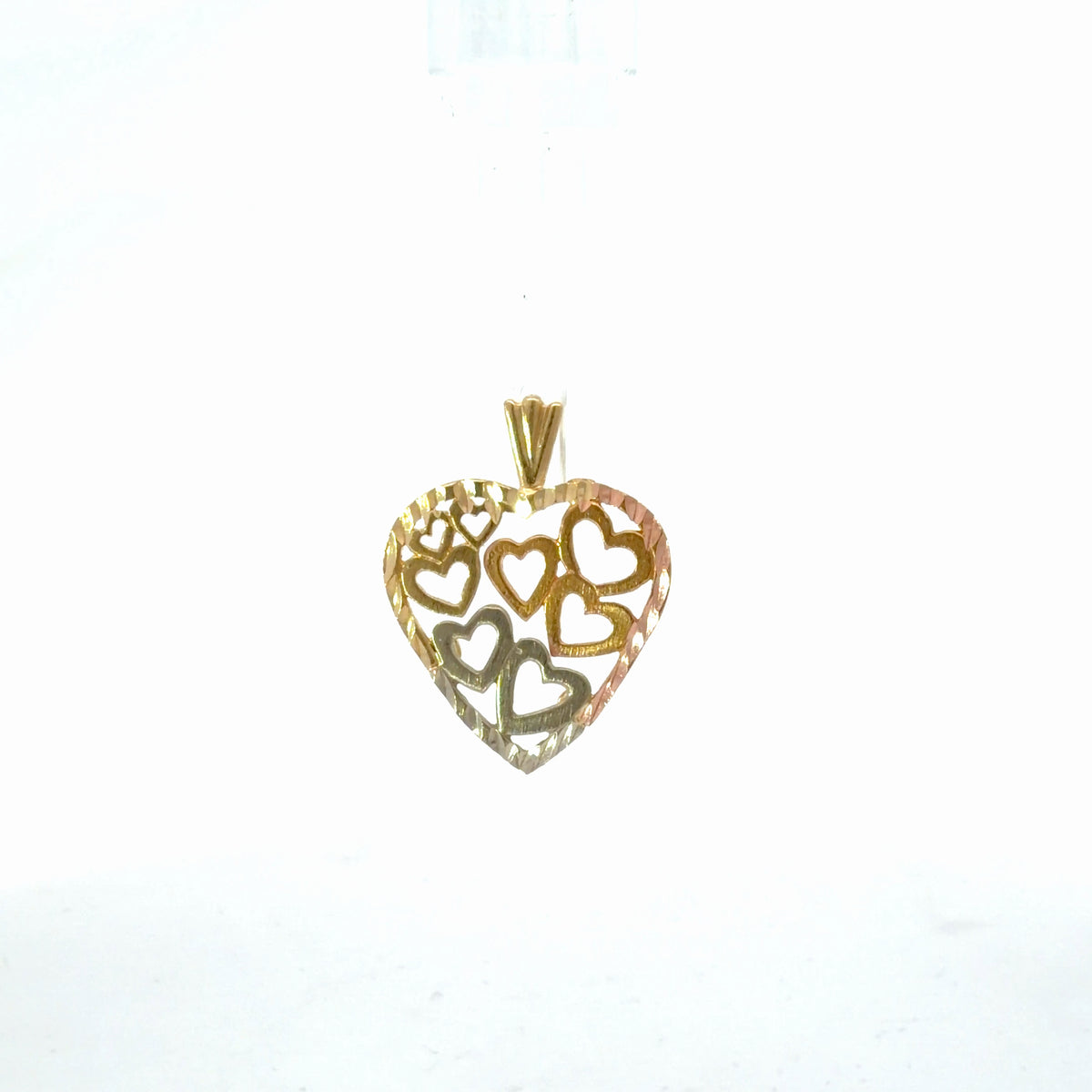 14K Tri-Color Gold Heart Pendant / Charm, Timeless Dainty Heart Design
