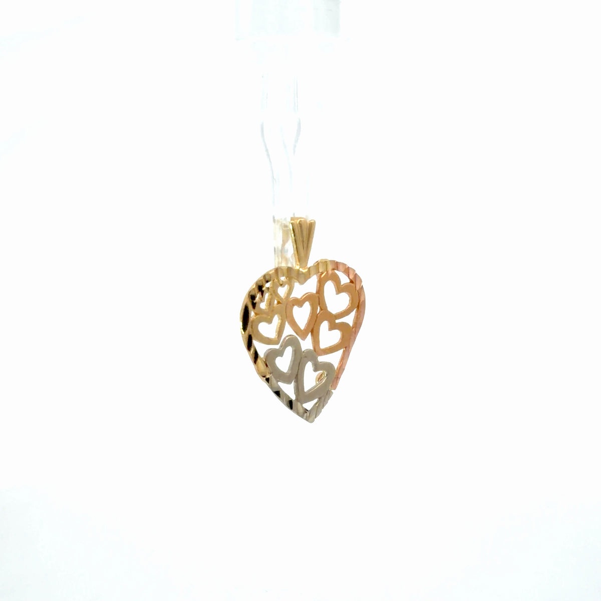 14K Tri-Color Gold Heart Pendant / Charm, Timeless Dainty Heart Design