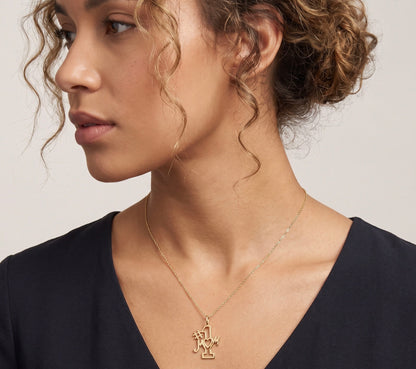 14K Yellow Gold #1 Mom Pendant / Charm Dainty Polished Everyday Mini Charm