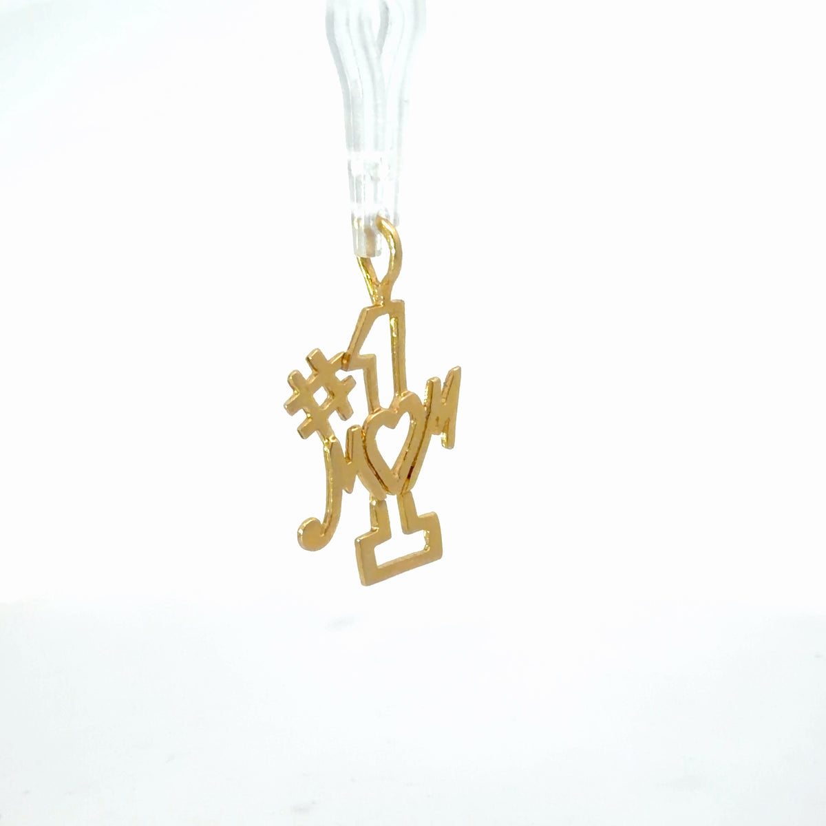 14K Yellow Gold #1 Mom Pendant / Charm Dainty Polished Everyday Mini Charm