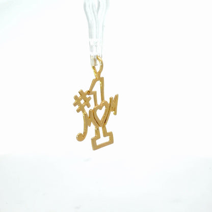 14K Yellow Gold #1 Mom Pendant / Charm Dainty Polished Everyday Mini Charm