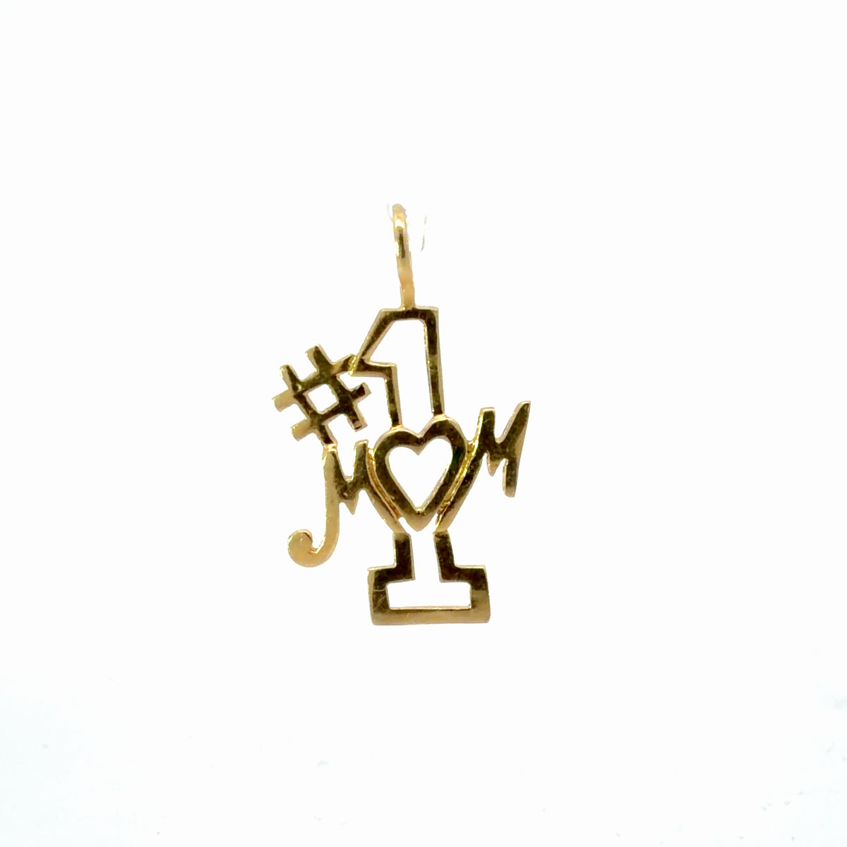 14K Yellow Gold #1 Mom Pendant / Charm Dainty Polished Everyday Mini Charm