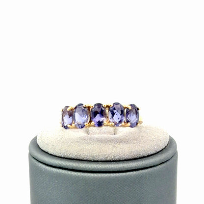 10K Yellow Gold Iolite Gemstone Ring 1.95 CTW Size 9 Classic Fine Jewelry