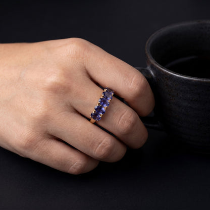 10K Yellow Gold Iolite Gemstone Ring 1.95 CTW Size 9 Classic Fine Jewelry