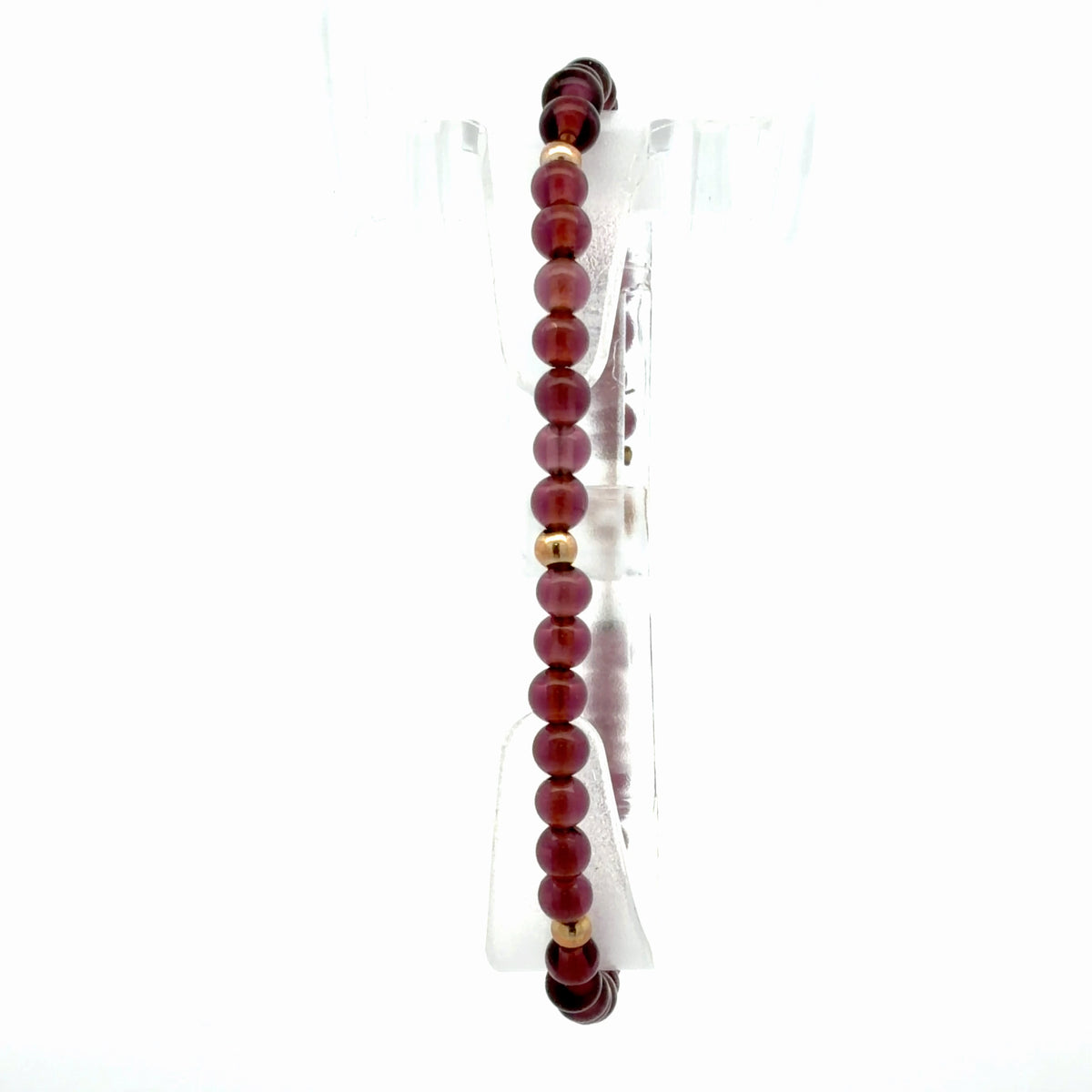 14K Yellow Gold Beaded Bracelet with Round Glass Beads, Dainty Minimalist