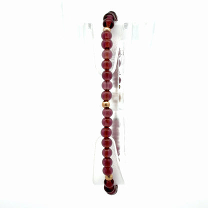 14K Yellow Gold Beaded Bracelet with Round Glass Beads, Dainty Minimalist
