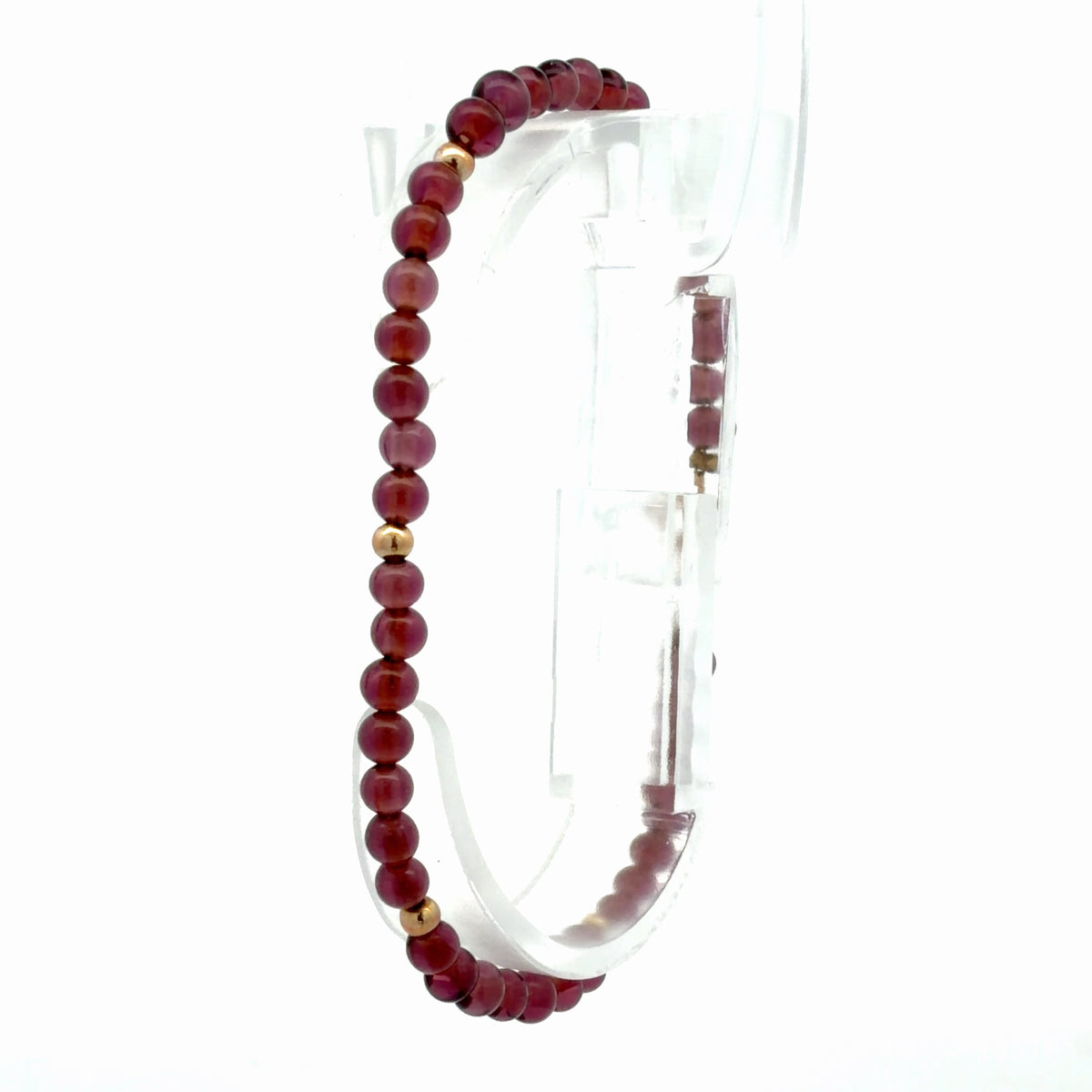 14K Yellow Gold Beaded Bracelet with Round Glass Beads, Dainty Minimalist