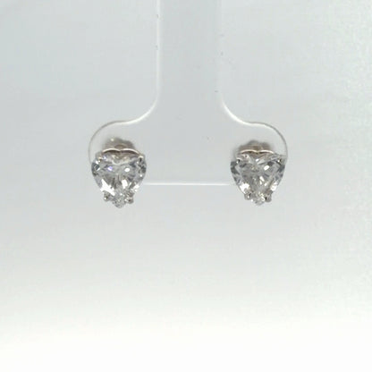 14K White Gold 2.00 CTW Heart-Shaped Dainty Simulated Diamond Stud Earrings