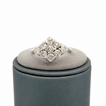 14K White Gold Diamond Ring 1.80 CTW Sparkling Statement Design Size 7.5