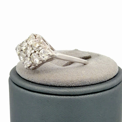 14K White Gold Diamond Ring 1.80 CTW Sparkling Statement Design Size 7.5