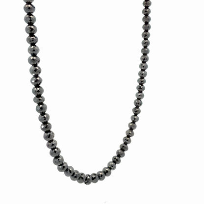 14K Yellow Gold 100.14ctw Natural Faceted Black Diamond Beaded Necklace w/ 2" Of Extention Chain