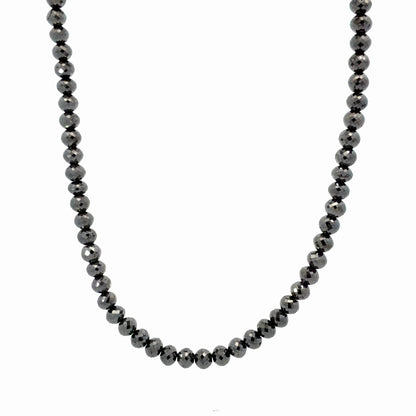 14K Yellow Gold 100.14ctw Natural Faceted Black Diamond Beaded Necklace w/ 2" Of Extention Chain