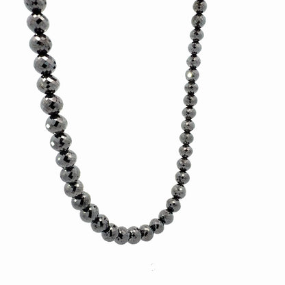 14K Yellow Gold 235.20ctw Natural Faceted Black Diamond Beaded Necklace, 22"