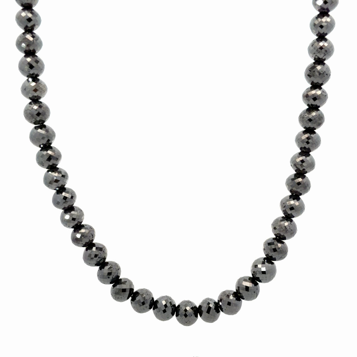14K Yellow Gold 235.20ctw Natural Faceted Black Diamond Beaded Necklace, 22"