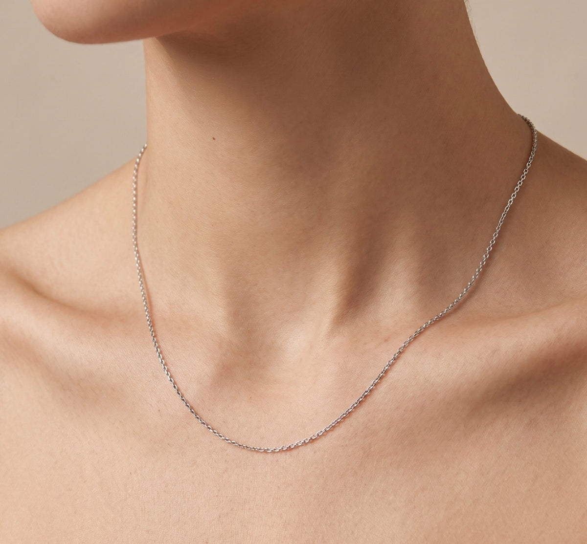 14K White Gold Chain Necklace, 20-Inch Dainty Minimalist Everyday Chain