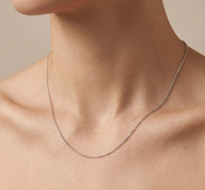 14K White Gold Chain Necklace, 20-Inch Dainty Minimalist Everyday Chain