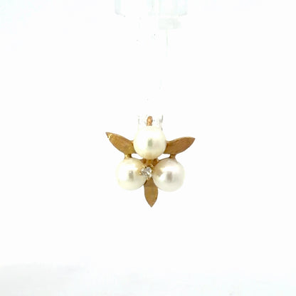 14K Yellow Gold Pearl & Diamond Pendant, 0.04 CTW Dainty Round Pearl Drop