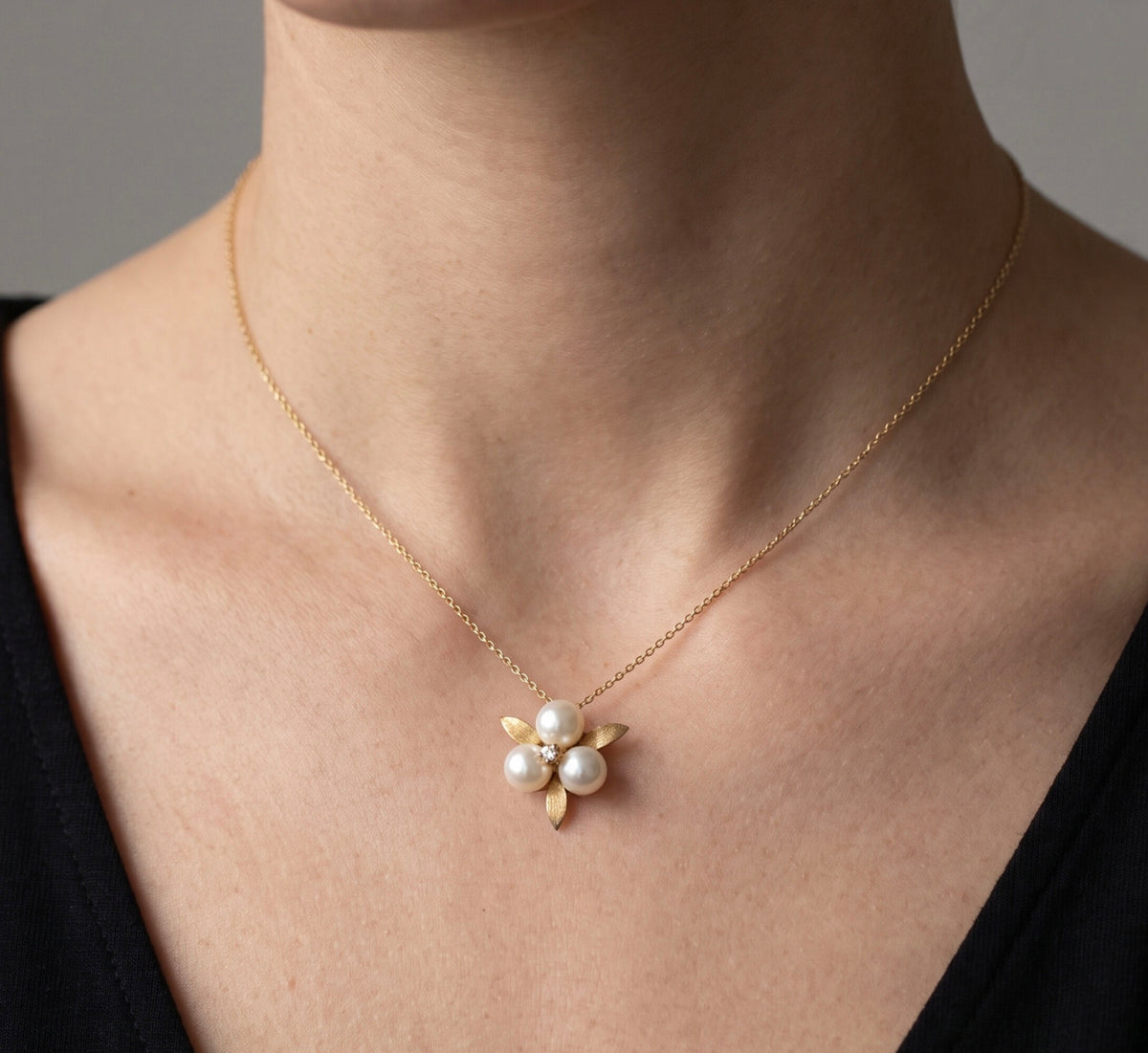 14K Yellow Gold Pearl & Diamond Pendant, 0.04 CTW Dainty Round Pearl Drop