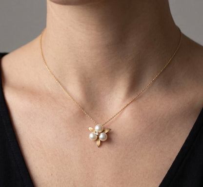 14K Yellow Gold Pearl & Diamond Pendant, 0.04 CTW Dainty Round Pearl Drop