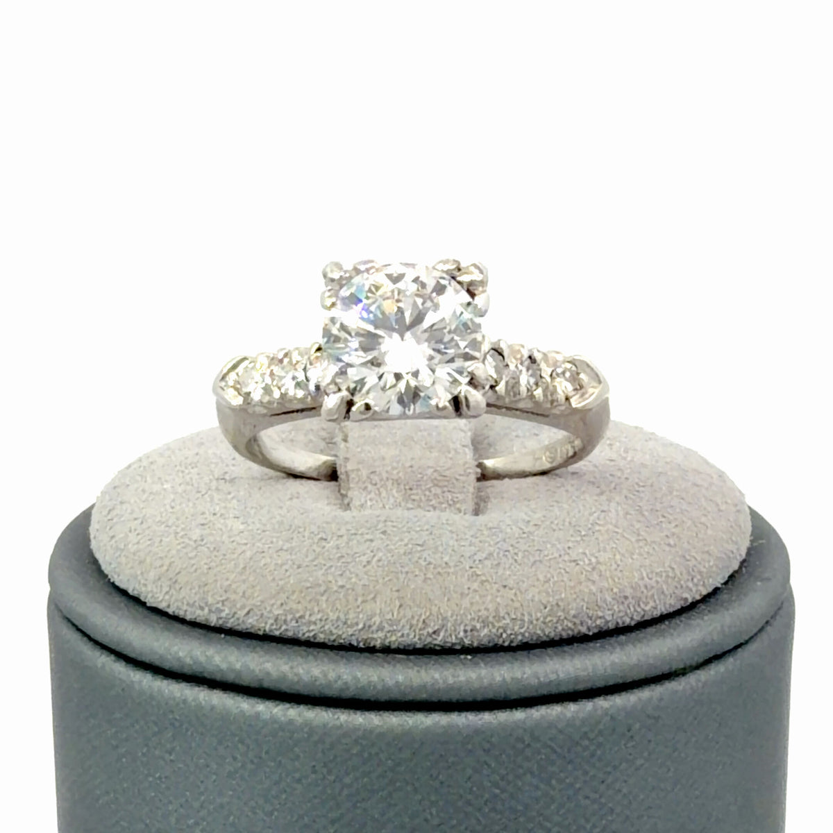 Platinum Antique Style Diamond Engagement Ring, 1.52 CTW Lab-Grown Center