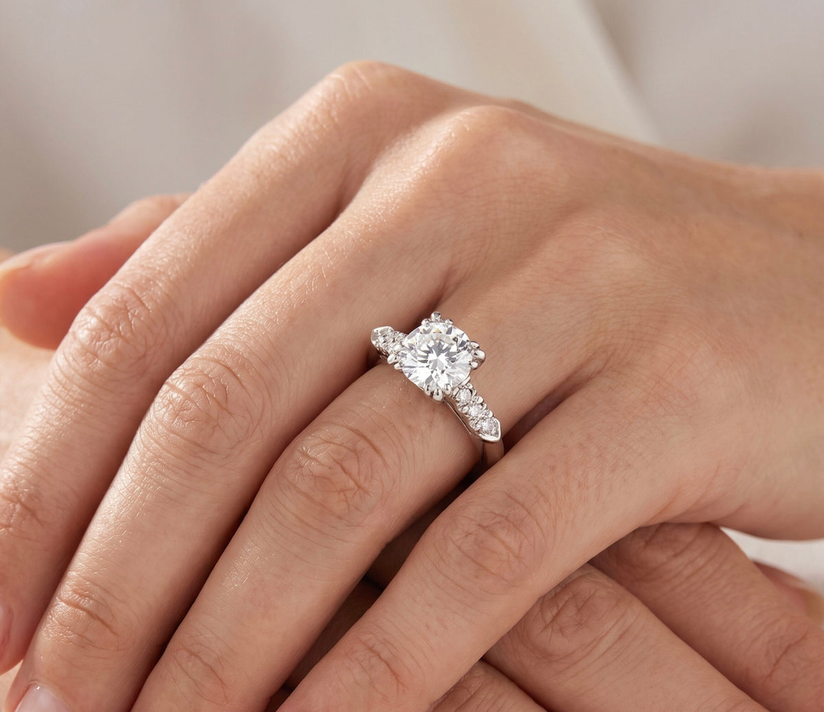 Platinum Antique Style Diamond Engagement Ring, 1.52 CTW Lab-Grown Center