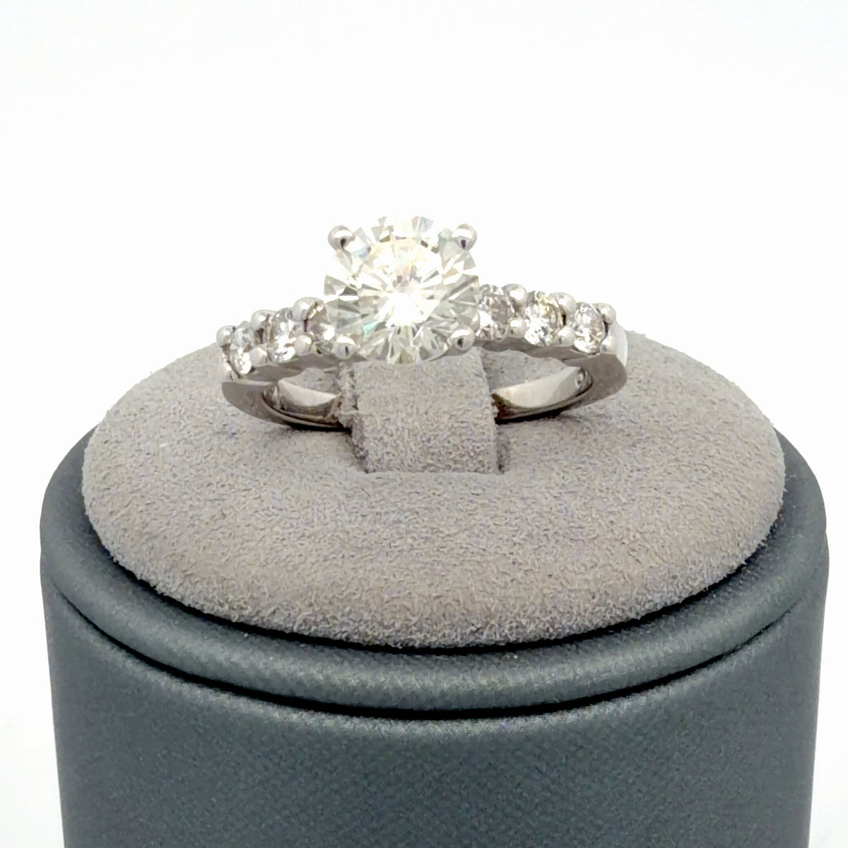 14K White Gold Diamond Engagement Ring, 1.14 CTW Center Diamond, Size 5
