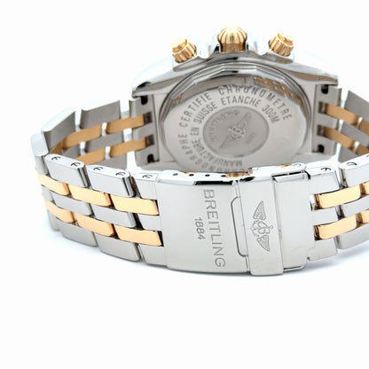 Mens Breitling Chronomat Evolution Chronograph 18K Yellow Gold / Steel Pearl Watch