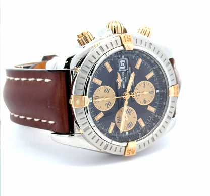Mens Breitling Chronomat Evolution Chronograph 18K Yellow Gold / Steel Watch