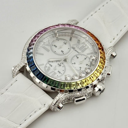 Chopard Happy Sport Rainbow Chronograph 42 283582-1016 White Gold