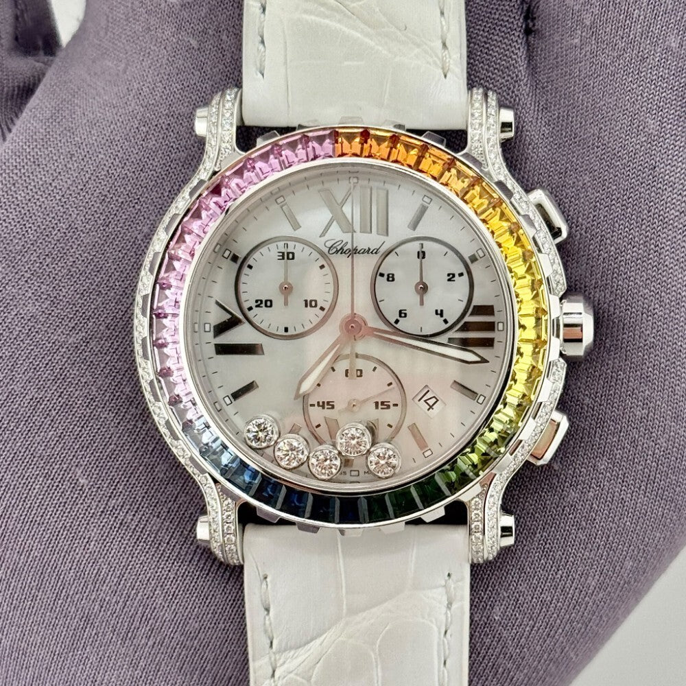 Chopard Happy Sport Rainbow Chronograph 42 283582-1016 White Gold
