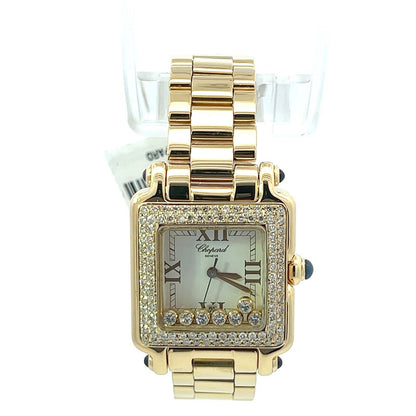 Womens Chopard Happy Sport 18k Gold Diamond Watch