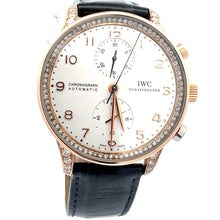 Mens IWC Portugieser Chronograph Automatic 18K Gold Diamond Watch