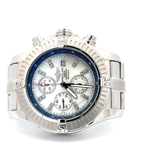 Mens Breitling Super Avenger Steel Automatic Chrono Chronograph Diamonds